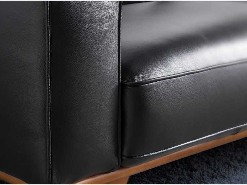 Vintage armchair upholstered in genuine black leather - DERBY