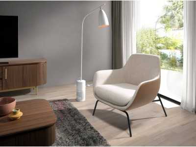 Sillón tapizado con estructura en acero lacado negro - GEORGE