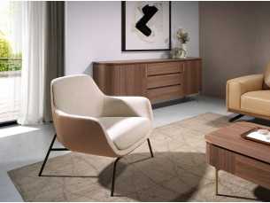 Upholstered armchair with black lacquered steel structure - GEORGE 2