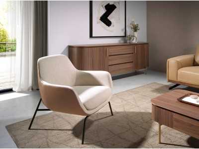 Sillón tapizado con estructura en acero lacado negro - GEORGE