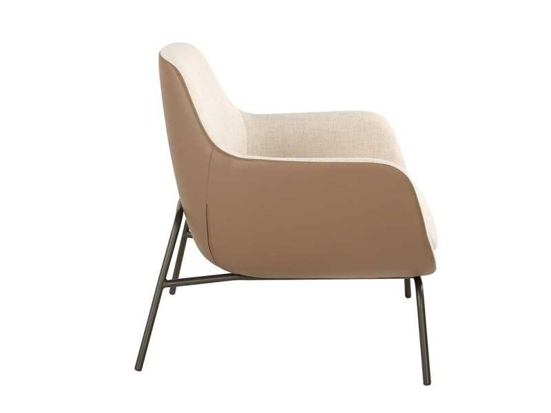Fauteuil tapissé structure en acier laqué noir - GEORGE