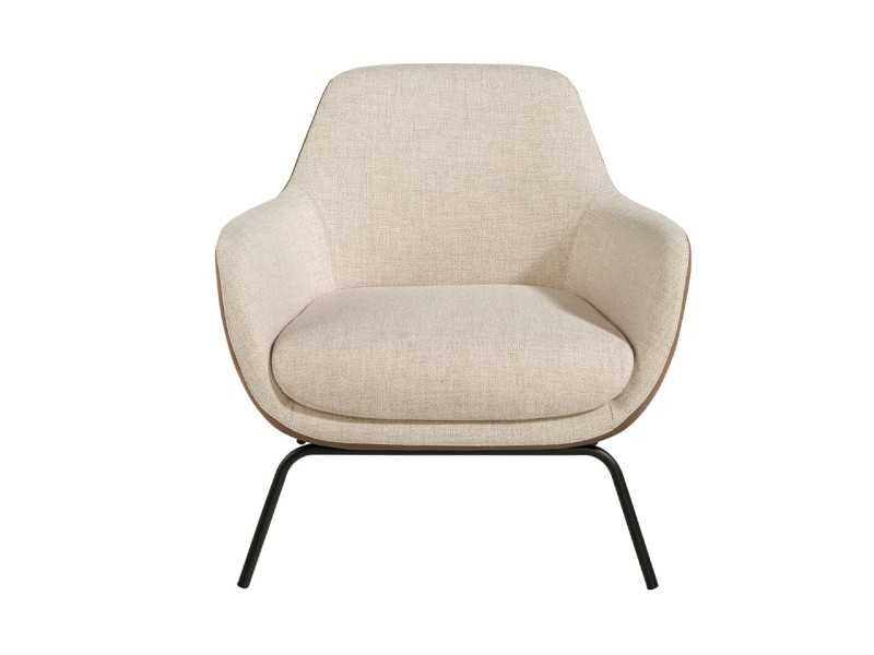 Fauteuil tapissé structure en acier laqué noir - GEORGE