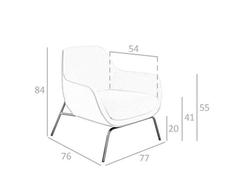 Fauteuil tapissé structure en acier laqué noir - GEORGE