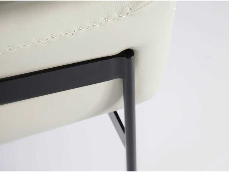 Armchair upholstered in genuine leather and black epoxy steel structure - BASTIAN PERLA