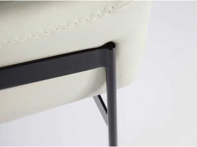 Armchair upholstered in genuine leather and black epoxy steel structure - BASTIAN
