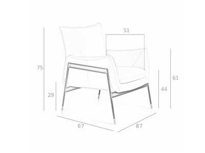 Sillón tapizado en piel genuina y estructura en acero epoxi negro - BASTIAN PERLA