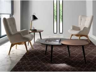 Upholstered armchair with ash wood base - TAYLOR