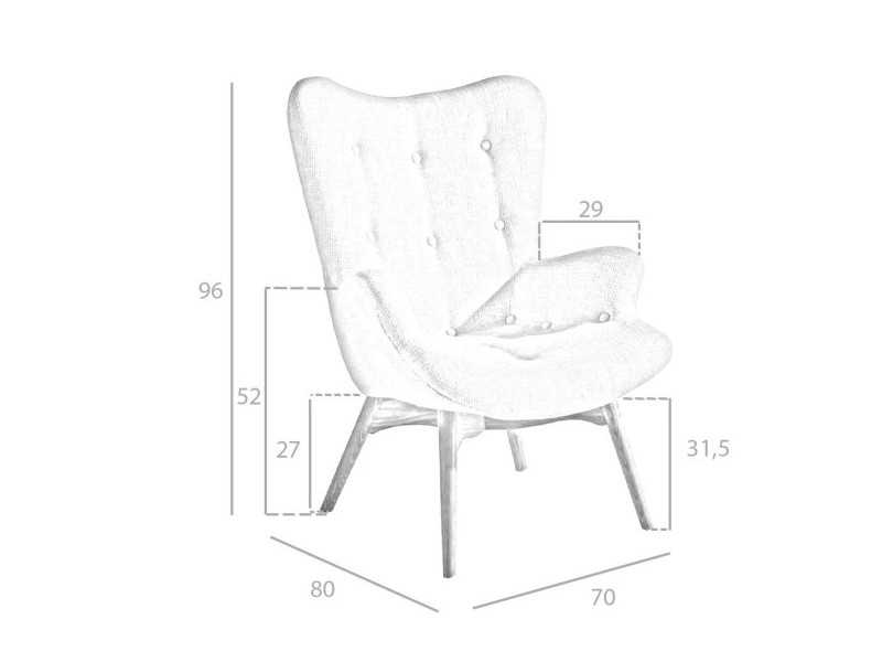 Sillón tapizado con base en madera de fresno - TAYLOR