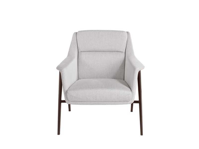 Upholstered armchair with lacquered stainless steel frame - WILSON