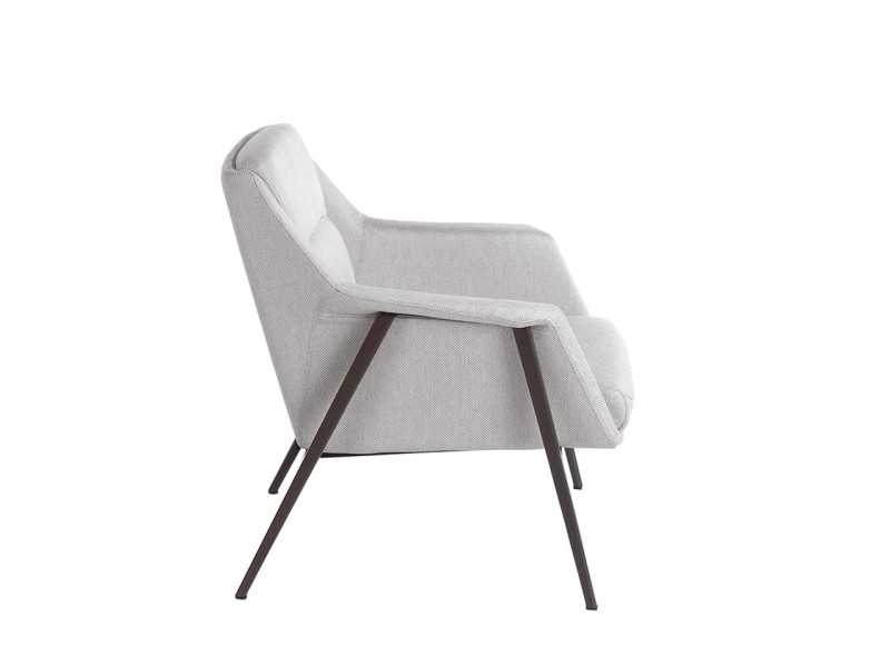 Upholstered armchair with lacquered stainless steel frame - WILSON