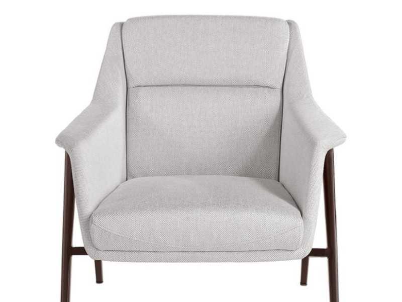 Upholstered armchair with lacquered stainless steel frame - WILSON