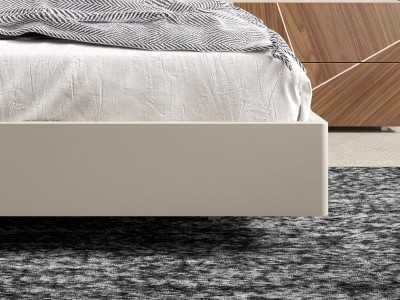 Modern design lacquered bed with American walnut marquetry ceilings and lacquered suspension bed base - LUMIÈRE