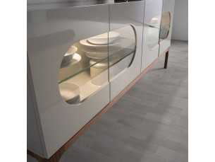 Buffet design laqué avec base en noyer et éclairage LED - MANUELE 2