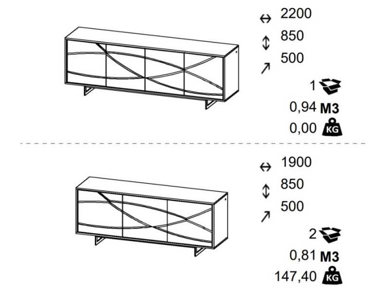 Aparador de roble estructura base en acero epoxi negro y luz led - IBIZA