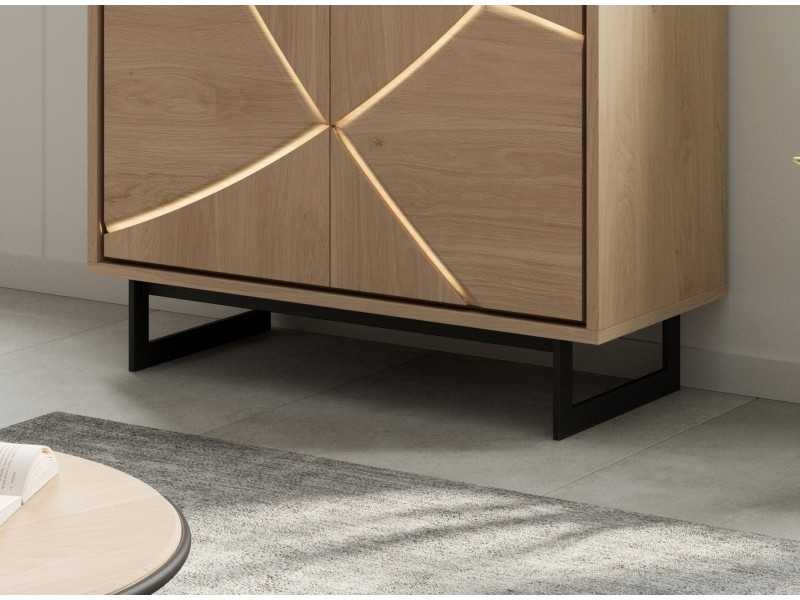 Oak bar cabinet with black epoxy steel base - IBIZA