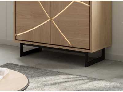 Mueble bar en roble con base en acero negro epoxi - IBIZA