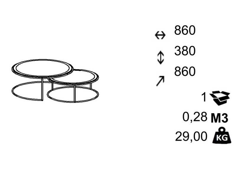 Round coffee table in oak and porcelain with steel structure - IBIZA