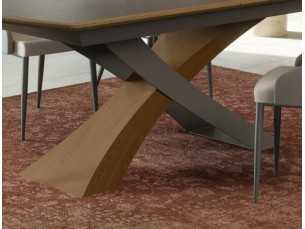Extendable rectangular table with ceramic top and oak and steel base - IBIZA 2