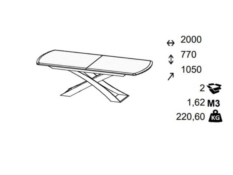 Table rectangulaire extensible avec plateau en céramique et base en chêne et acier - IBIZA