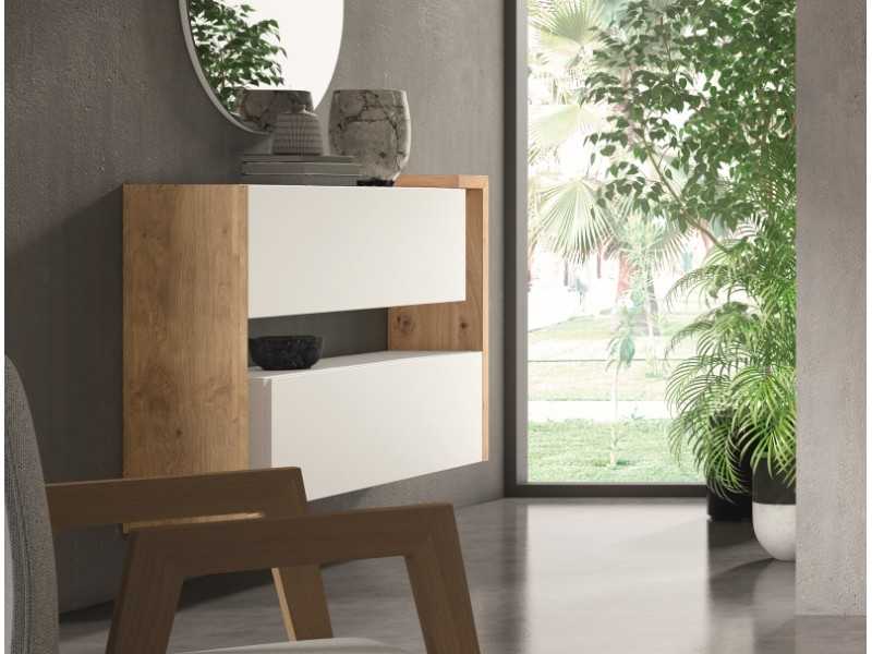 Commode en bois de chêne avec façades laquées - LEKNES