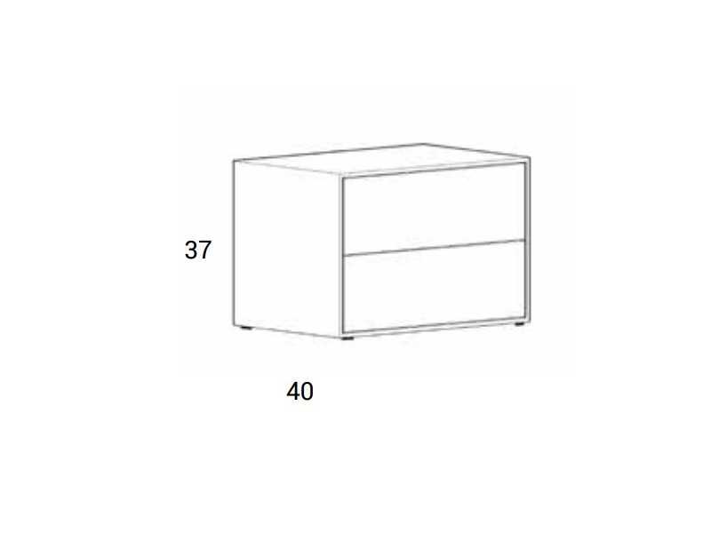 Complete lacquered bed with central front in oak veneer and bedside tables with 1 drawer - REINE