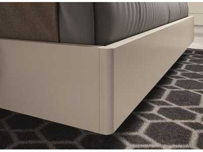 Complete lacquered bed with wood details, bedside tables with 2 drawers, suspension bed base and LED light - SUZETTE
