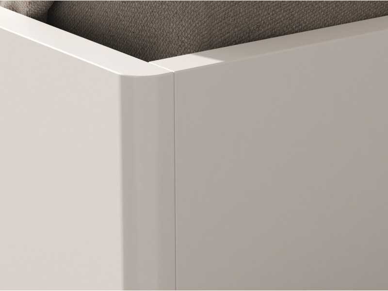 Cama completa lacada con detalles en marquetería de roble ,mesitas 2 cajones , base de cama volada y luz led - SUZETTE