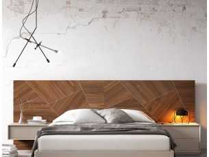 American walnut headboard with 2 1-drawer bedside tables - AIXA