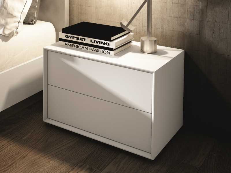 American walnut headboard with 2 1-drawer bedside tables - AIXA