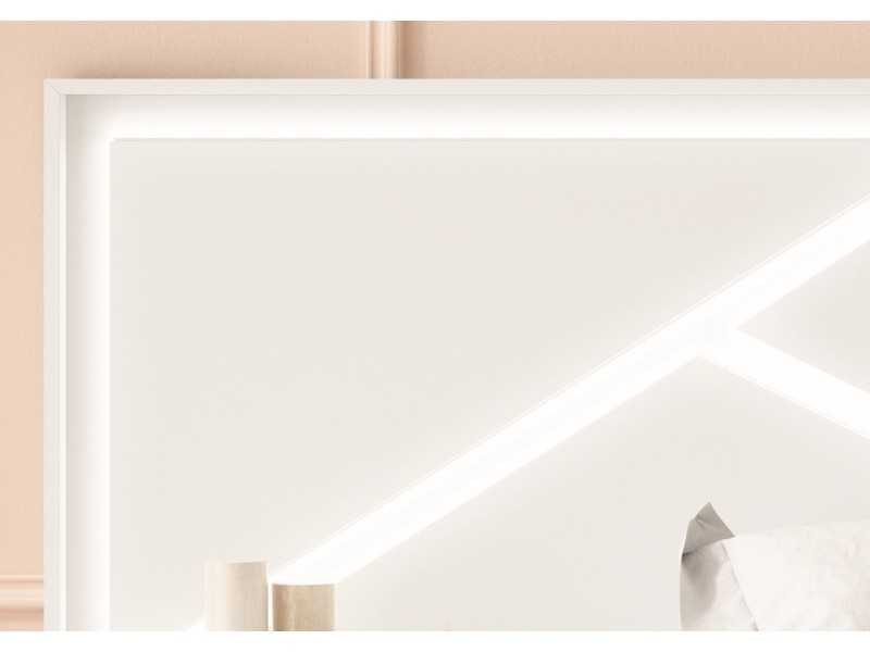 Tête de lit avec plafonds laqués, détails en noyer, éclairage LED et tables de chevet à 1 tiroir - FINN