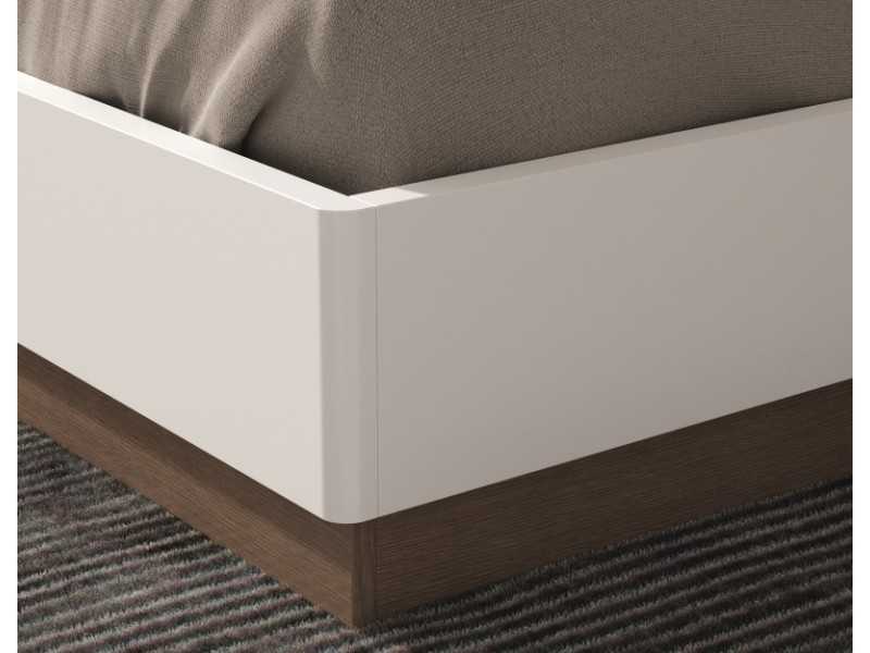 Modern design complete bed in walnut and lacquer with LED light, side tables and storage bed - FINN