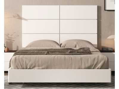 Lit double laqué design moderne avec sommier en suspension - JOHAN