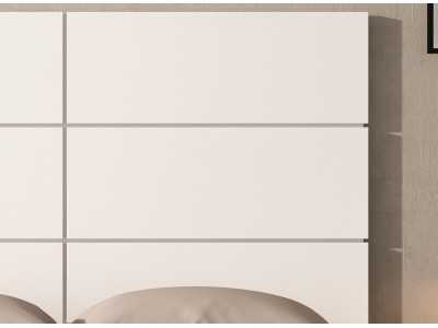 Lit double laqué design moderne avec sommier en suspension - JOHAN