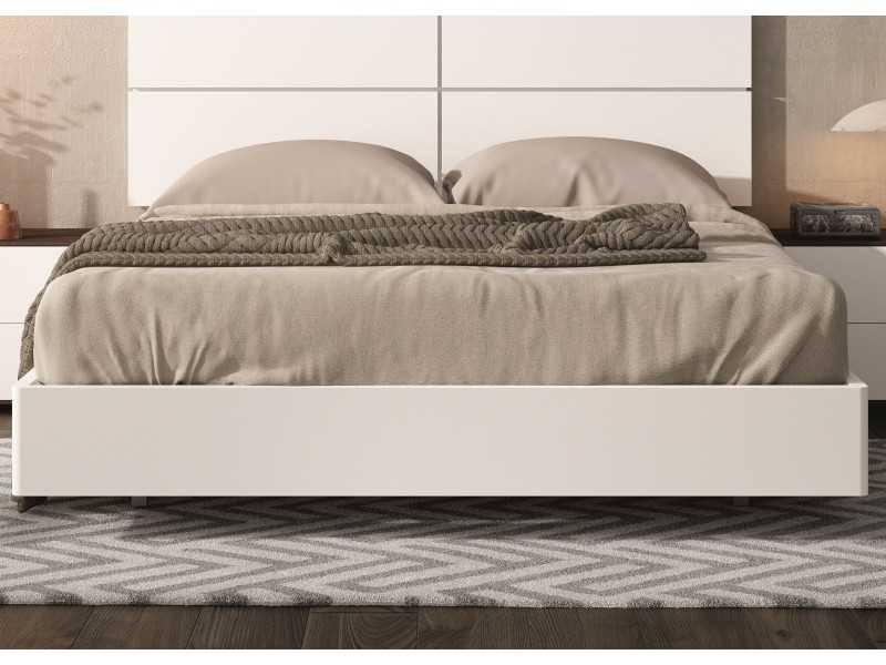 Cama completa lacada de diseño moderno con base de cama volada - JOHAN