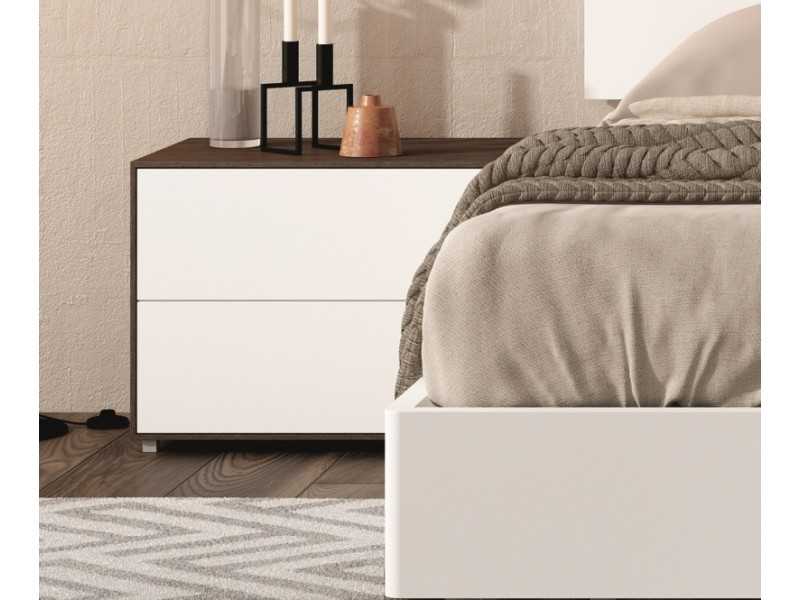 Modern design lacquered full bed with suspension bed base - JOHAN