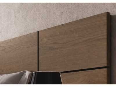 Lit double laqué design moderne avec sommier en suspension - JOHAN