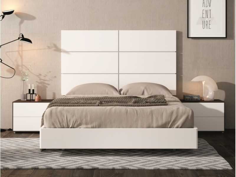 Modern design lacquered full bed with suspension bed base - JOHAN