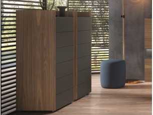 Lacquered 6-drawer chiffonier with walnut structure - REINE