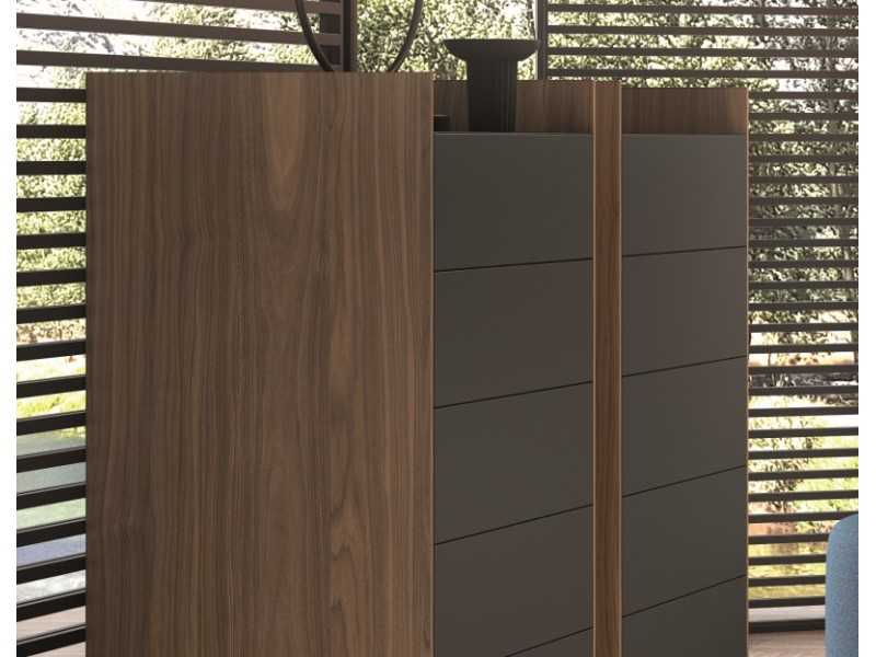 Lacquered 6-drawer chiffonier with walnut structure - REINE