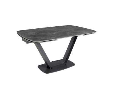 Mesa de comedor extensible con tapa porcelánico y base en acero inoxidable - EIRA