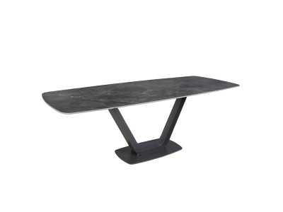 Mesa de comedor extensible con tapa porcelánico y base en acero inoxidable - EIRA