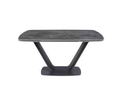Mesa de comedor extensible con tapa porcelánico y base en acero inoxidable - EIRA