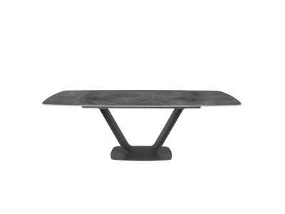 Mesa de comedor extensible con tapa porcelánico y base en acero inoxidable - EIRA