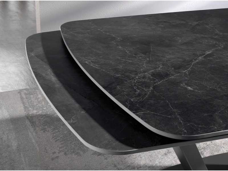 Extendable dining table with porcelain top and stainless steel base - EIRA