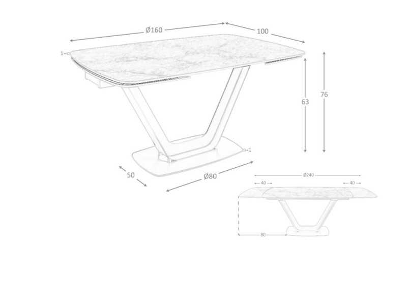 Extendable dining table with porcelain top and stainless steel base - EIRA