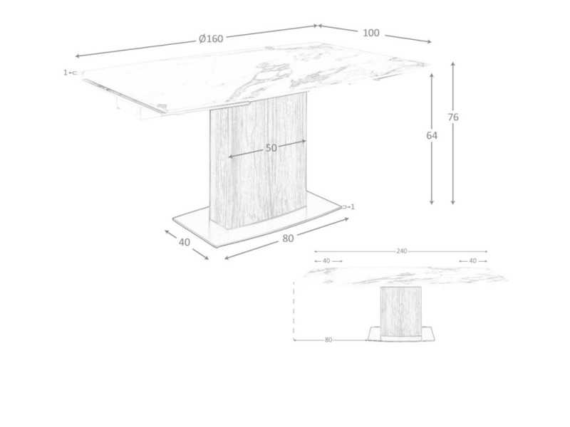 Mesa de comedor extensible con tapa porcelánico - SANNA
