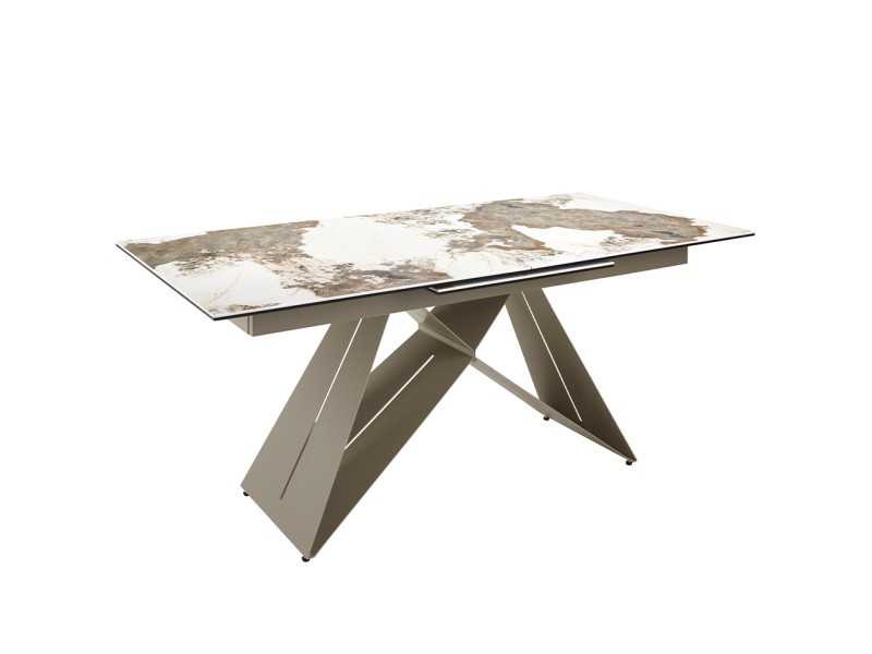 Table à manger extensible avec plateau en céramique et base en acier inoxydable - ESVEA