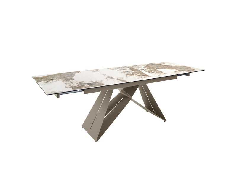Table à manger extensible avec plateau en céramique et base en acier inoxydable - ESVEA