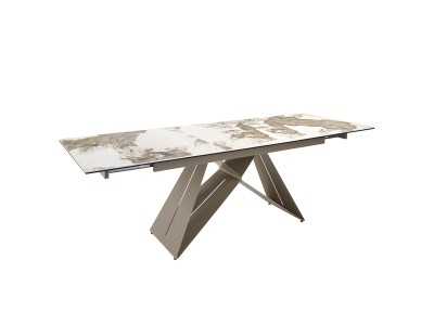 Extendable dining table with ceramic top and stainless steel base - ESVEA Extendable dining table with ceramic top and stainless steel base - ESVEA