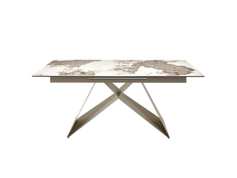 Table à manger extensible avec plateau en céramique et base en acier inoxydable - ESVEA